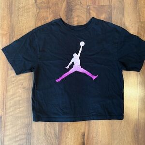 Jordan Girls Youth XL 13-15 Years Old Black Tees Shirt Cropped Top